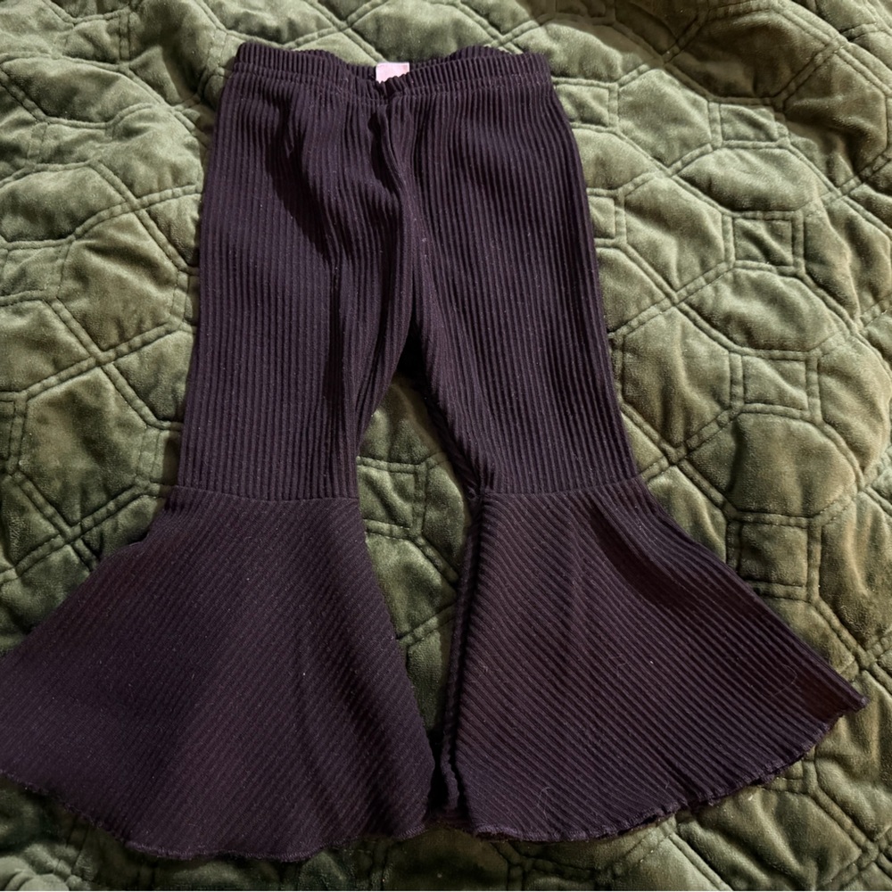 Black Ribbed Flare Pants